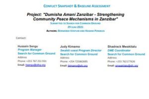 CONFLICT SNAPSHOT & BASELINE ASSESSMENT Project: 