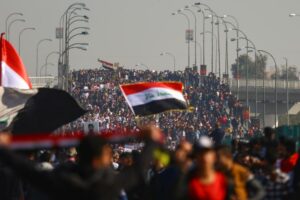 Iraqi university students protesting against the government, 2020. Photo: Mohsin/Shutterstock